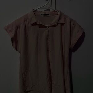 Pink Short Sleeve Button-Up Shirt